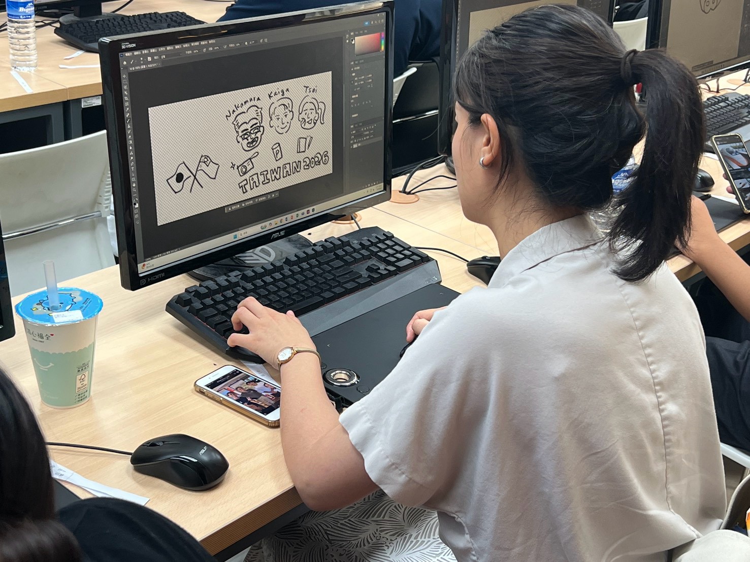 學生完成的 Taiwan 交流主題插畫